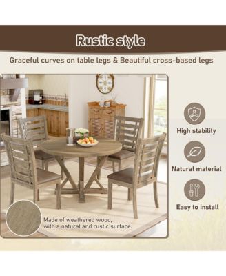 5pc Rustic Farmhouse Dining Set