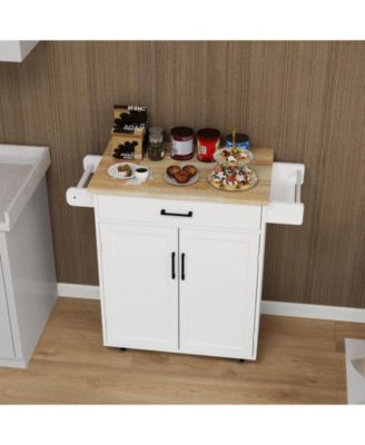 Stylish Kitchen Island Cart with Storage and Rack