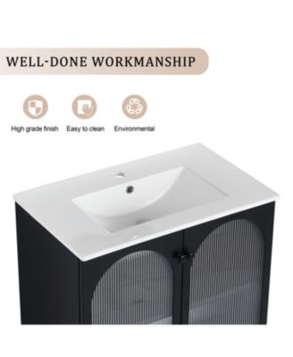 Streamdale 30" Freestanding Vanity with Ceramic Sink, Unique Design