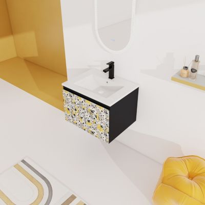 Wall-Mounted Vanity with Ceramic Sink & Soft-Close Doors