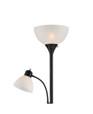 Bingham Modern Torchiere Floor Lamp with Side Lights 71 1/2" Tall Black Metal White Shade for Living Room Reading Bedroom Office House