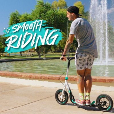 Large Kick Scooter for Adults & Teens – 12" Air Tires, Wide Deck, Handbrake & Kickstand – Urban Glide - Teal
