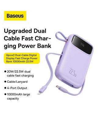 Portable Charger Power Bank,22.5W 10000mAh Fast Charging Portable Phone Charger, Purple
