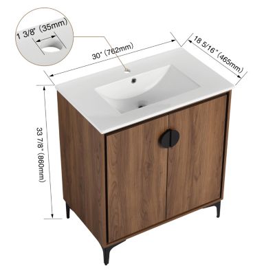30" Bathroom Vanity Cabinet with Sink, Engineered Wood