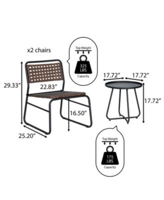 Freja 3-Piece Mid-Century Modern Faux Rattan Conversation Outdoor Patio Set