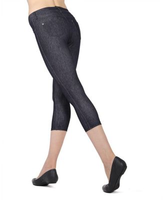 Women's Denim Zipper Capri Cotton Blend Jean Leggings