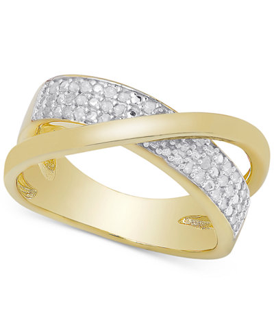 Diamond Crossover Ring in Sterling Silver or 18k Gold over Sterling Silver (1/4 ct. t.w.)