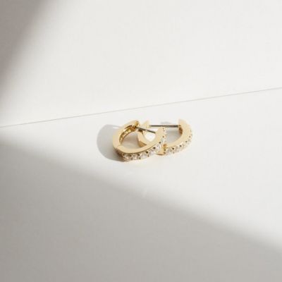 Pave Huggie Hoops - Suzanne Medium
