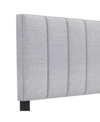 Adjustable Width Linen Upholstered Solid Wood Leg Headboard