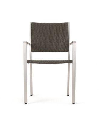 Modern Aluminum Outdoor Wicker Dining Chairs (Set Of 2)