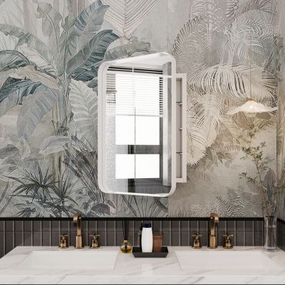 Recessed Metal Medicine Cabinet with Mirror and Shelves