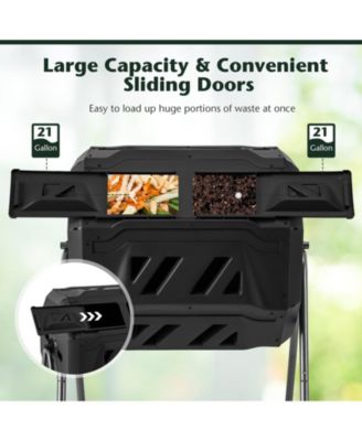 360° Rotatable Tumbling Composter with 2 Sliding Doors
