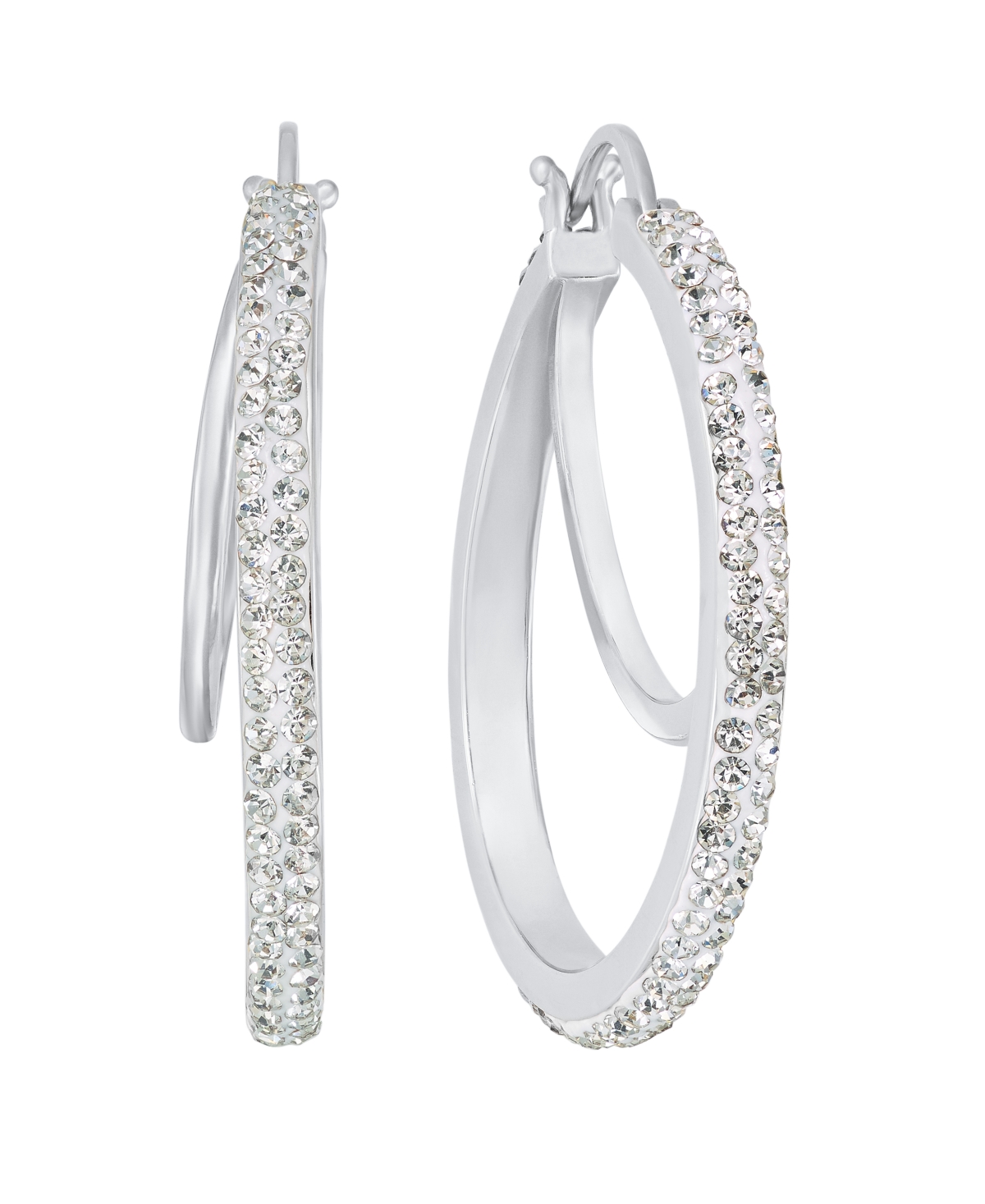 And Now This Clear Crystal Double Hoop Earring In Silver