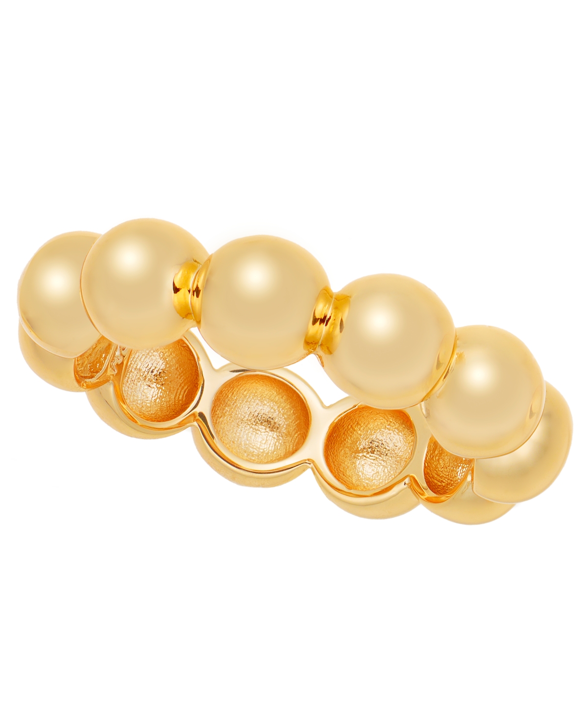 Silver Plated or 18k Gold Plated Brass Puff Beaded Ring - Gold