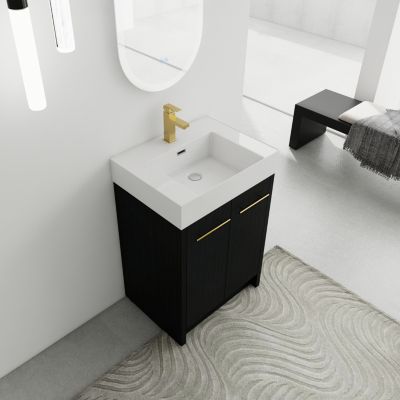 24" Freestanding Vanity with Resin Sink, Soft-Close Door