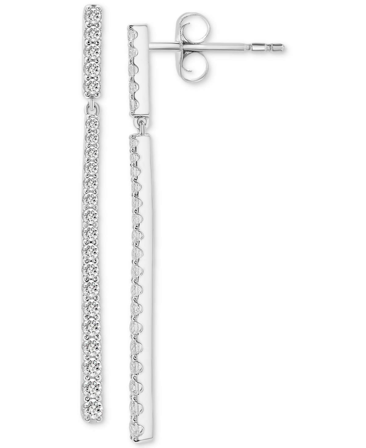 Diamond Elongated Linear Drop Earrings (1 ct. t.w.) in 14k White Gold, Created for Macy's - White Gold