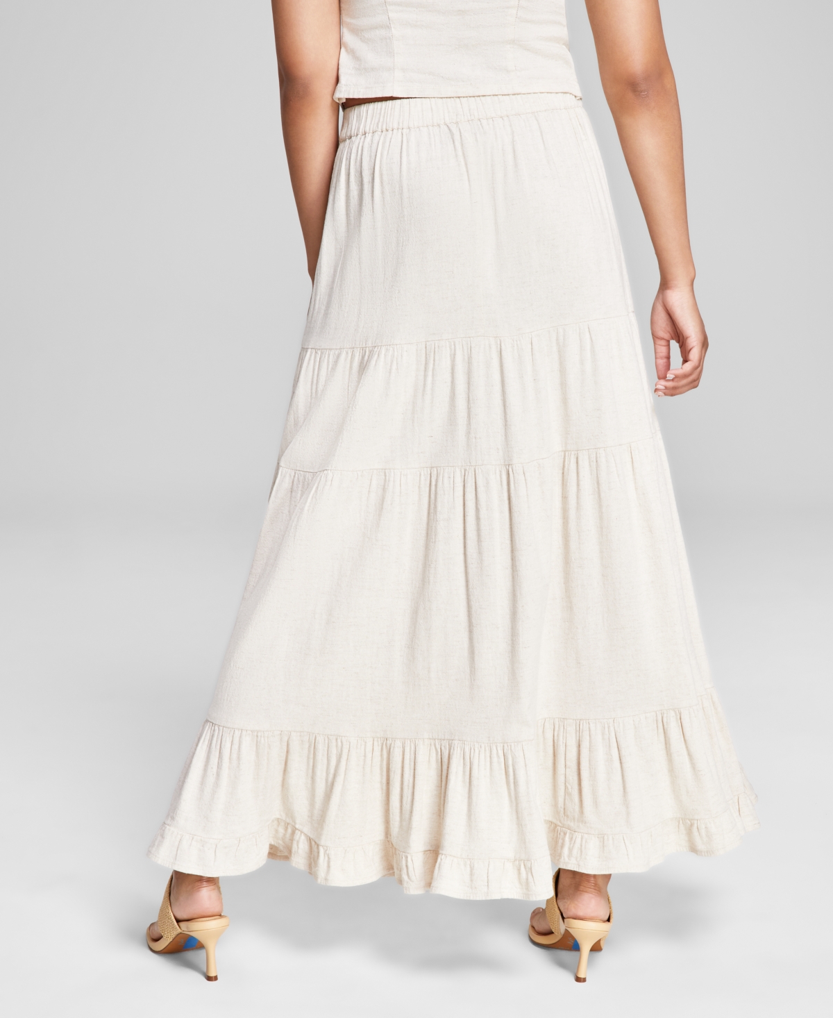And Now This Women s Solid Pull On Tiered A Line Maxi Skirt Created for Macy s Tan Smart Closet