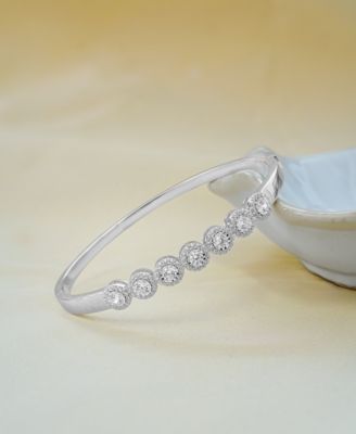 Diamond Halo Bangle Bracelet (1 ct. t.w.) in Sterling Silver