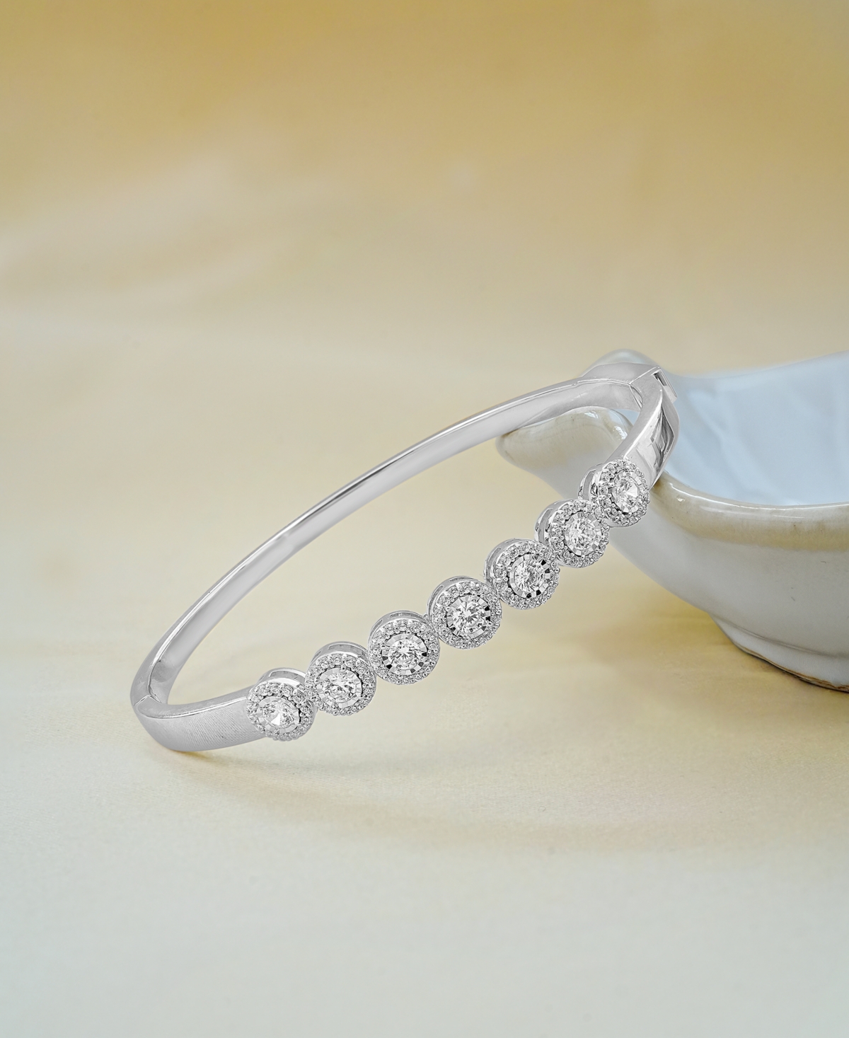 Wrapped In Love Diamond Halo Bangle Bracelet (1 Ct. T.w.) In Sterling Silver In Sterling Silver