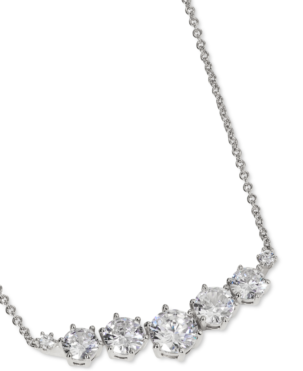 Eliot Danori Rhodium-plated Cubic Zirconia Statement Necklace, 16" + 2" Extender, Created For Macy's In Rhodium