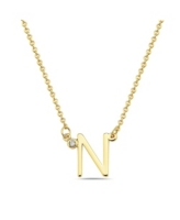 GiGiGirl Stylish 14K Gold Plated Cubic Zirconia Initial Necklace. - Open yellow 798