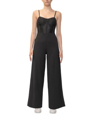 Dylan Ryan Juniors Lace Trim Bustier Jumpsuit Macy s