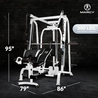 Pro Smith Cage Workout Machine Total Body Training Home Gym System, White