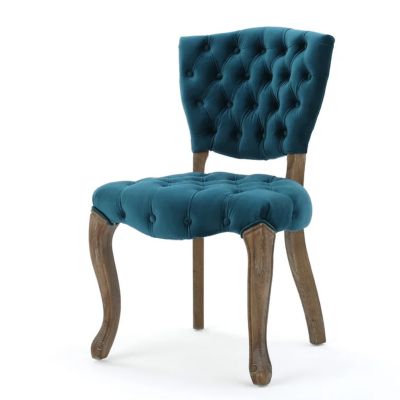 2 Pc Upholstered Fabric  Tufted  Dining Chairs