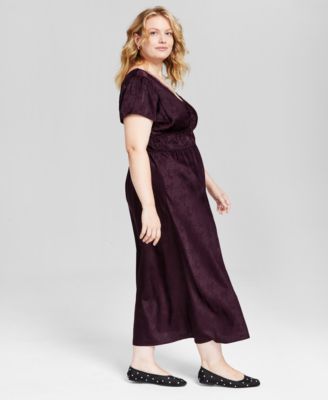 And Now This Trendy Plus Size Lace-Trim Satin Bow Print Dress, Created for Macy's