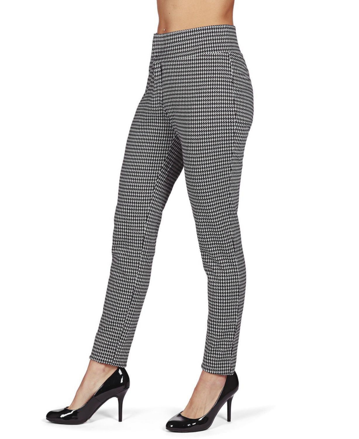 Women's Slim Houndstooth Shaping Leggings - Black