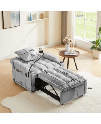 3-in-1 Convertible Sleeper Chair Bed with USB Charging
