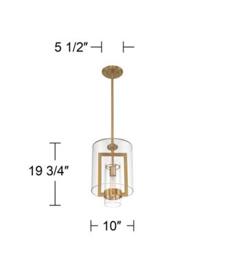 Camden Warm Brass Gold Mini Pendant 10" Wide Modern Clear Glass Fixture for Dining Room House Kitchen Island