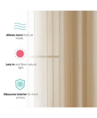 2 Piece Semi Sheer Voile Window Curtain Drapes Grommet Panels for Bedroom, Living Room & Kids Room