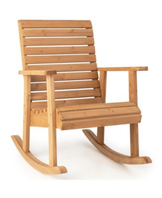 Outdoor Fir Wood Rocking Chair with High Backrest - Macy's