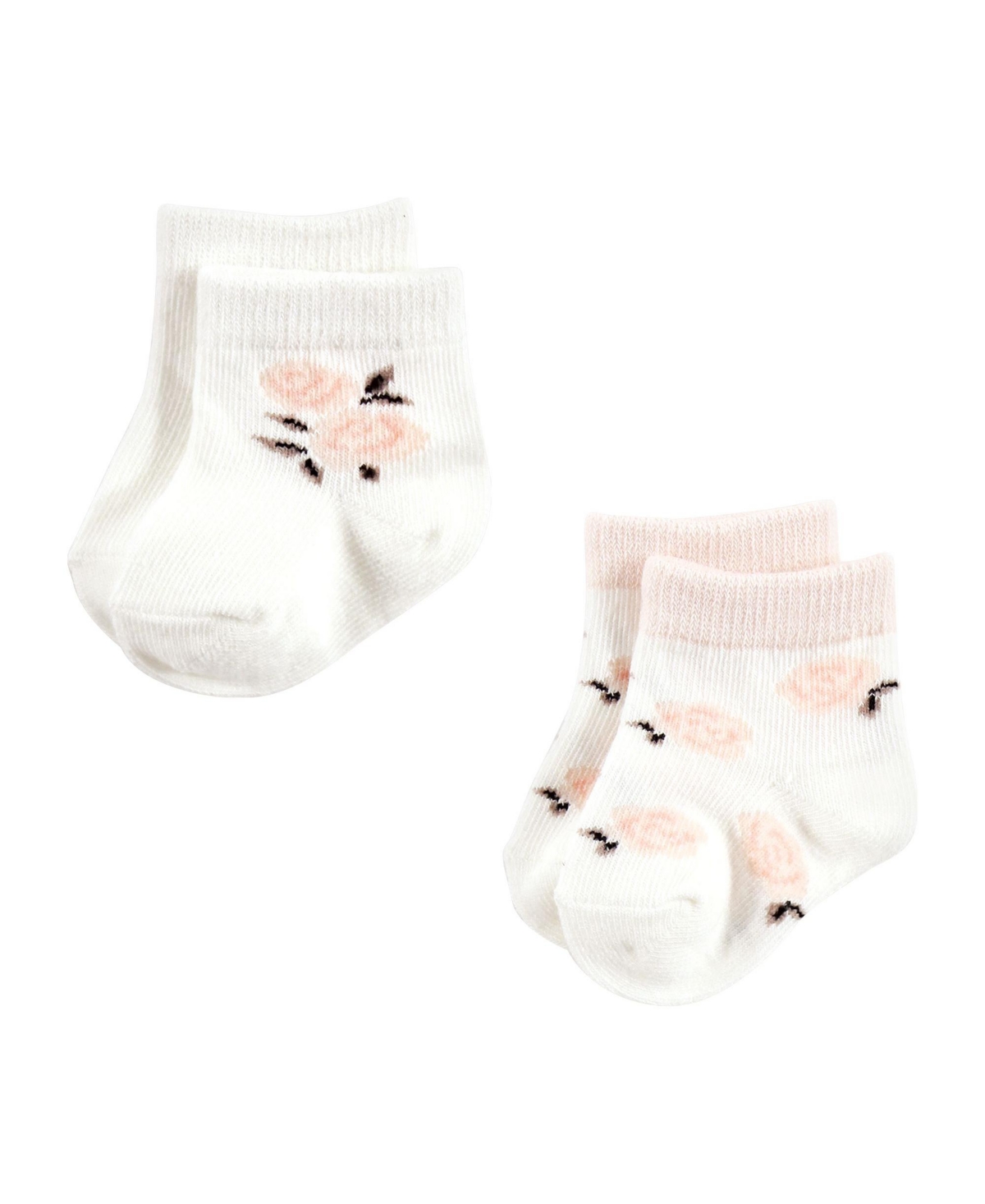 Hudson Baby Baby Girls Sock and Headband 12pc Set, Months - Soft pink roses