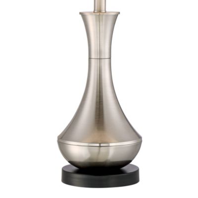 Simon Modern Table Lamps 25 1/2" High Set of 2 Brushed Nickel with USB Charging Port White Fabric Drum Shade for Bedroom Living Room Desk