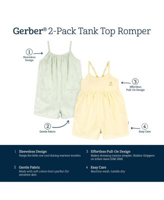 Baby Girls Baby Baby Sleeveless Romper Jumpsuit, 2 Pack