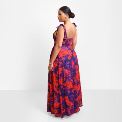 Women's Adelina Floral Tie Strap Maxi Skater Dress