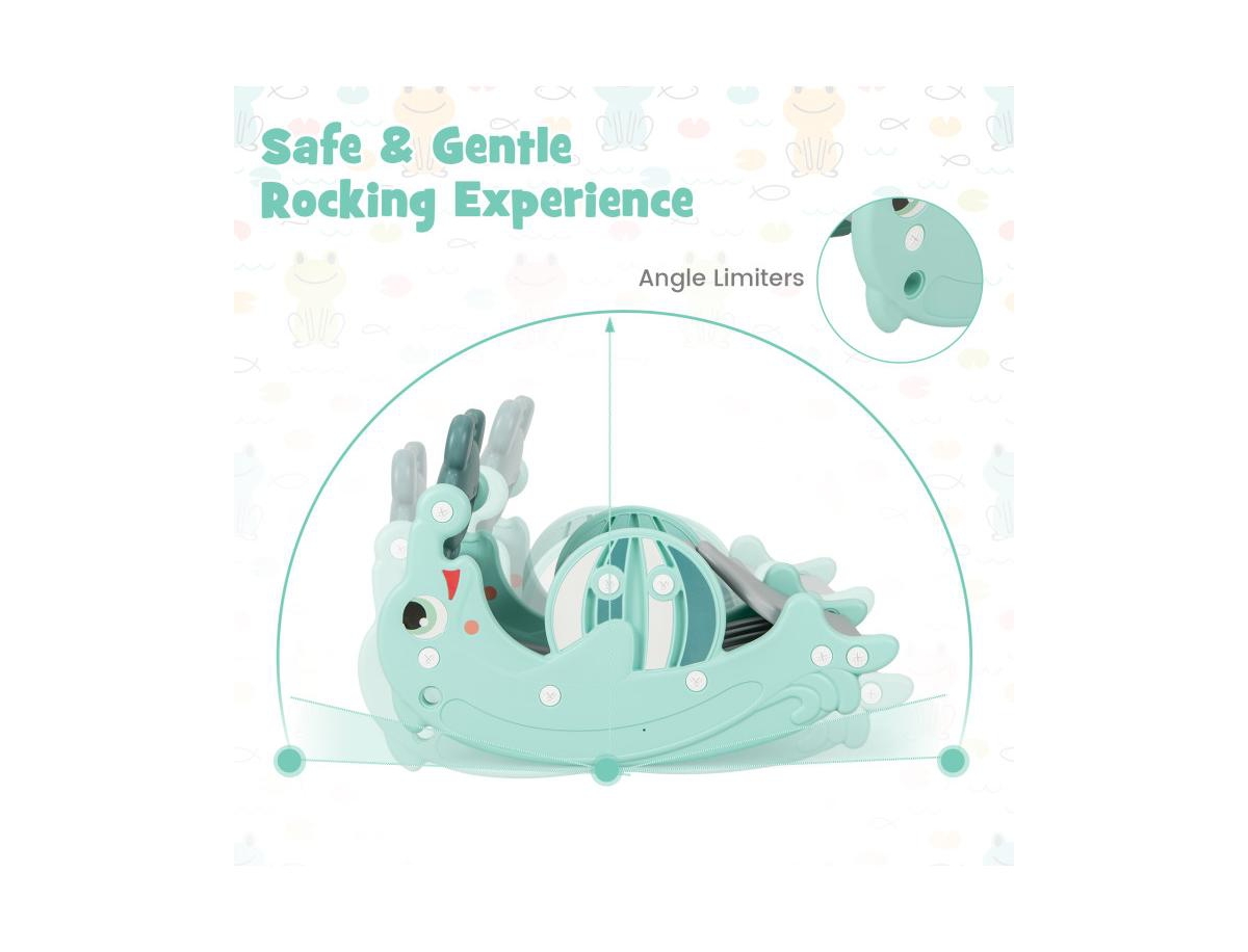 Slickblue 3-in-1 Kids Slide Rocking Horse Set Convertible Toddler Slide with Basketball Hoop