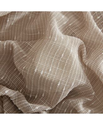 Emily Faux Linen Semi Sheer Transparent Rod Pocket Back Tab Lightweight Window Curtains Wide Panels, Pair