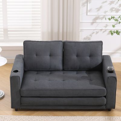 + 3-in-1 + Tufted + Storage & Cup Holders + Futon Sofa Bed