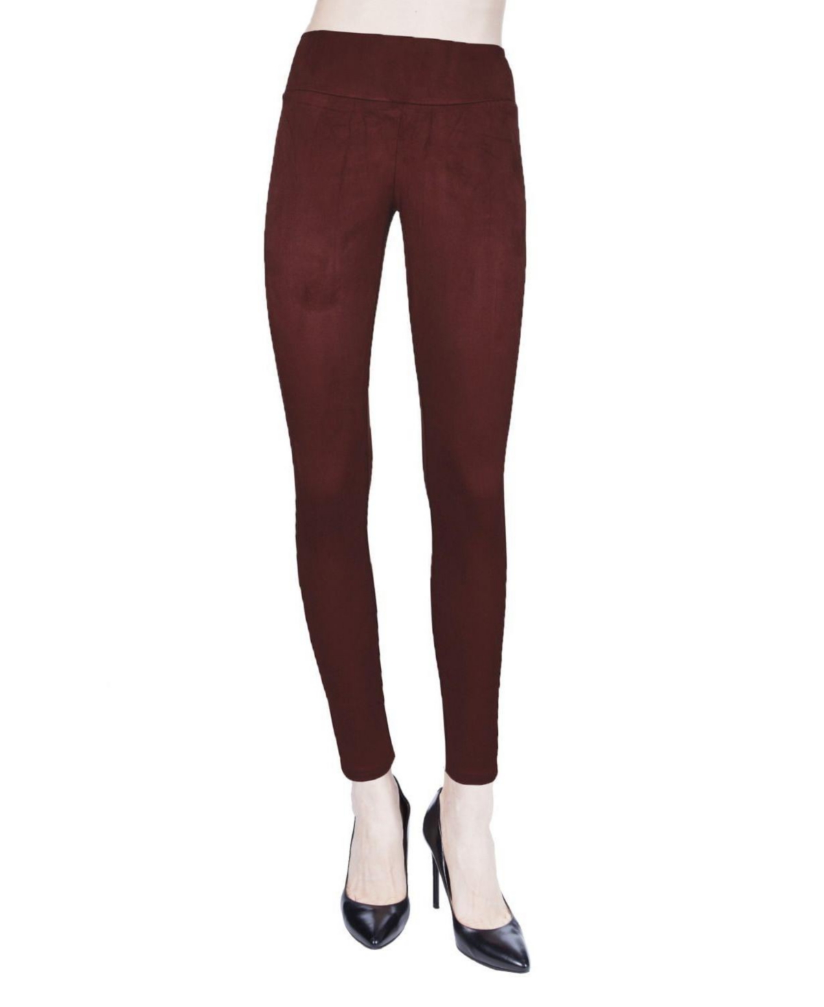 Women's Duranza Suede Ankle Length Fashion Leggings - Burgundy