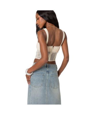 Dafne gathered sheer mesh corset