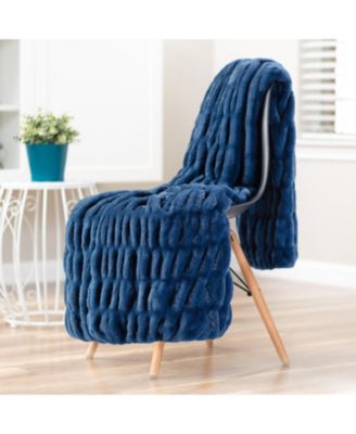 Premium Ruched Faux Fur & Mink Reversible Blanket, Throw