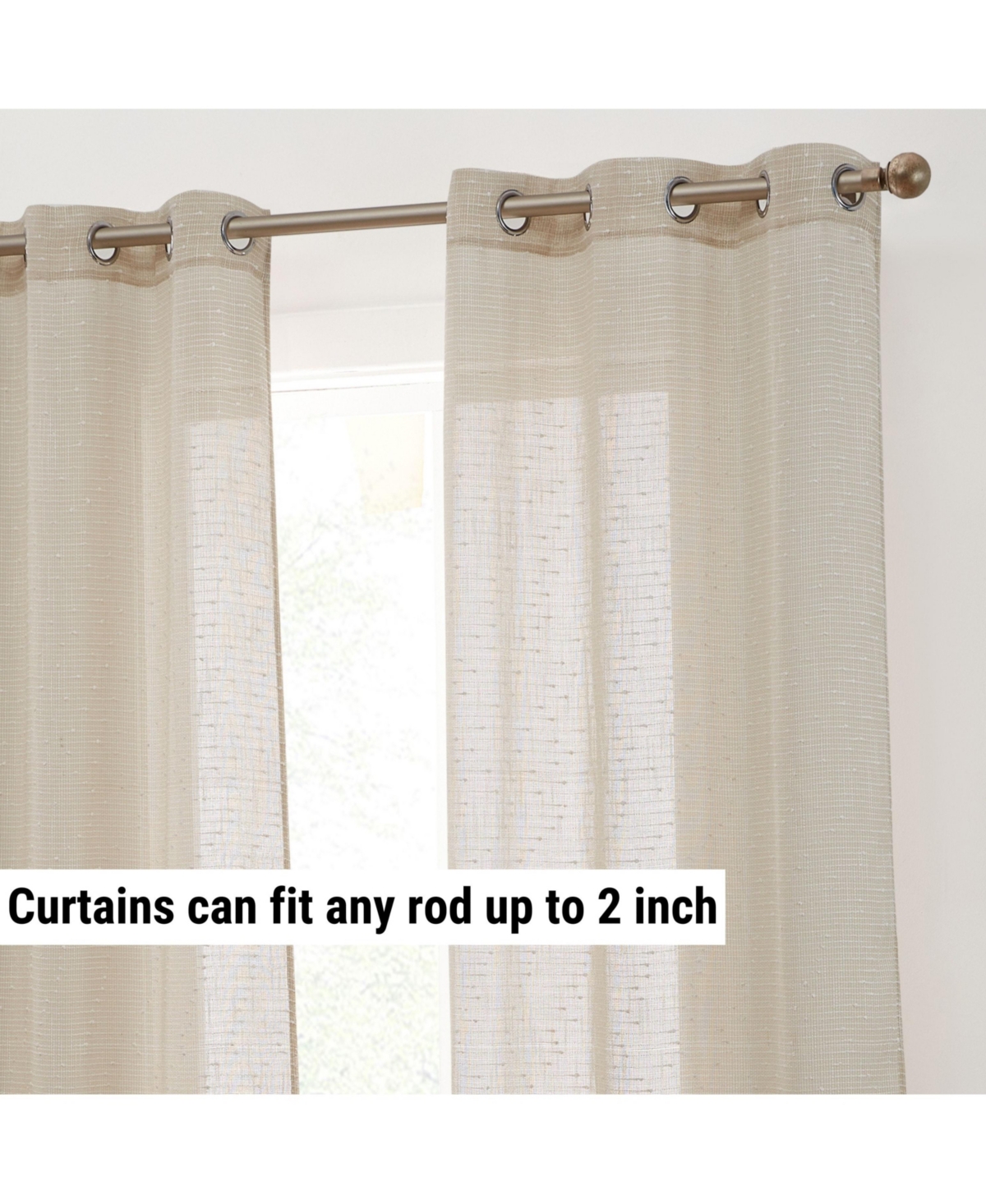 Hlc.me Emily Faux Linen Semi Sheer Light Filtering Transparent Grommet Lightweight Window Curtains Drapery Panels