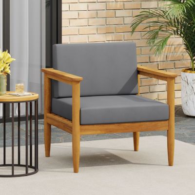 Acacia Wood Club Chair With Water-Resistant Cushions