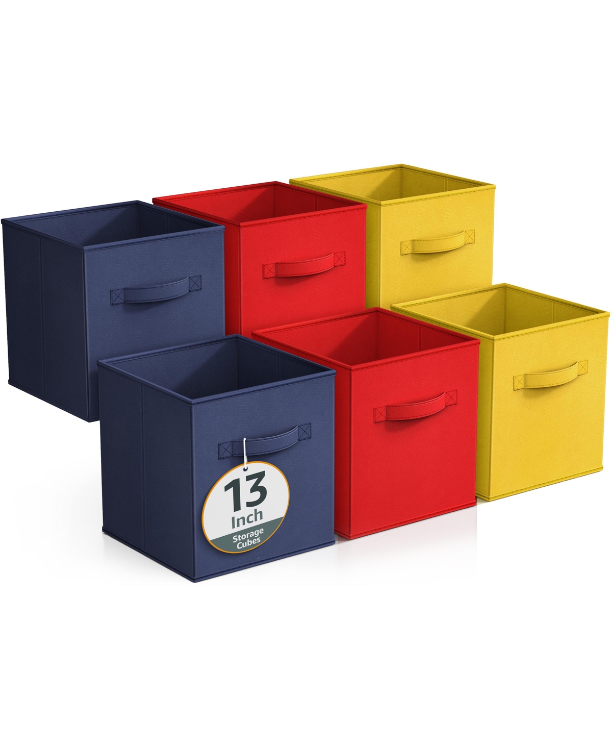 Sorbus 6 Pack 13 Inch Foldable Storage Cubes with Handles- for Organizing Home, Shelves, Nursery, Playroom, Closet and More - red  navy