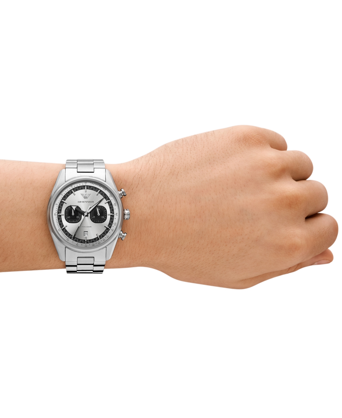 Emporio Armani Chronograph Black Leather Watch In No Color