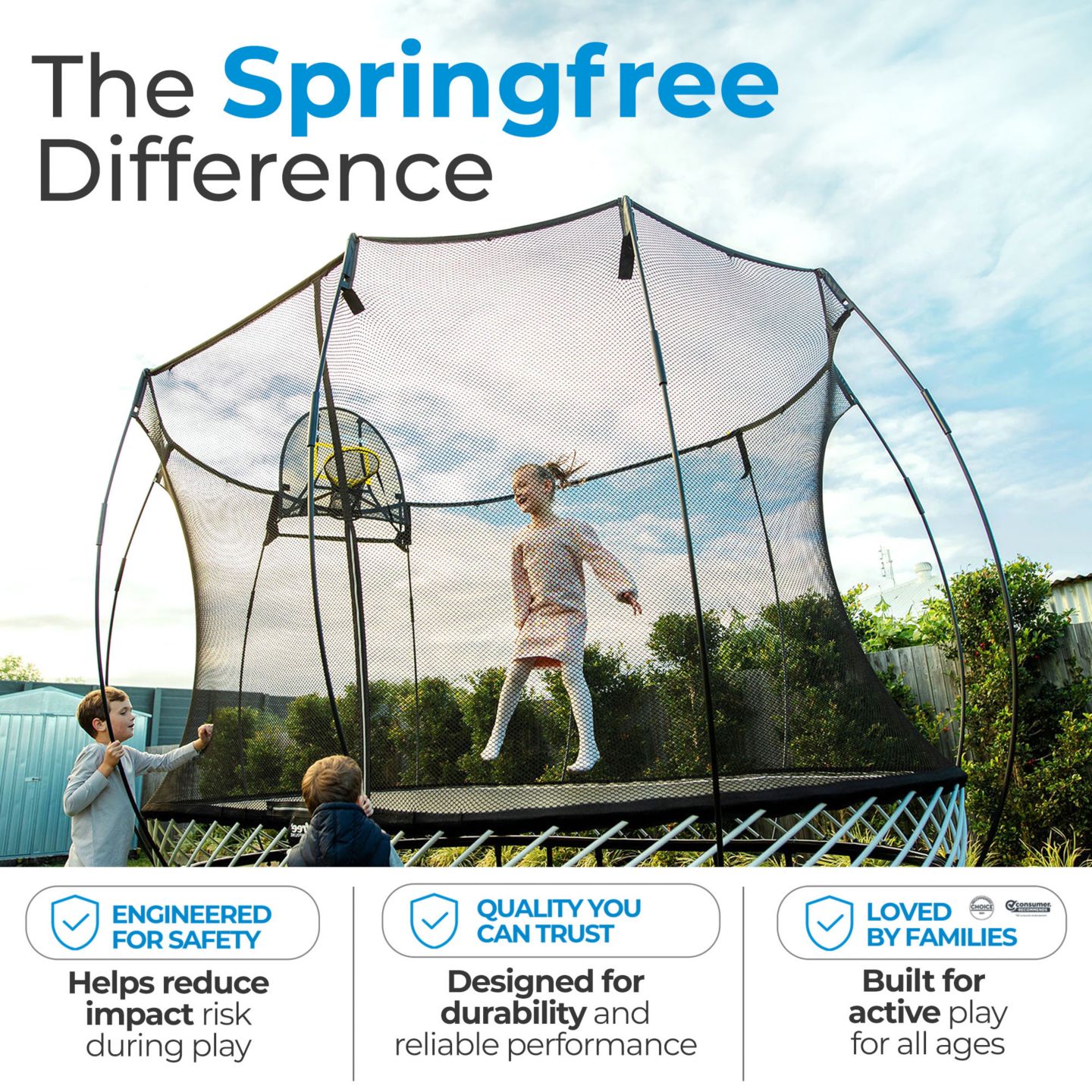 Детская игрушка Springfree Trampoline FlexrHoop Basketball Hoop with Adjustable Backboard, Ages 5+ — фото 7