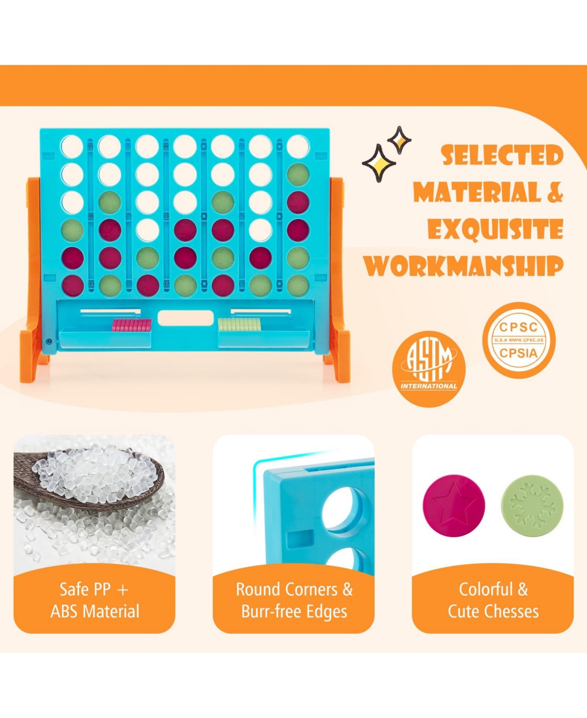 Slickblue Jumbo 4-to-Score Connect Game Set with Carrying Bag and 42 Coins